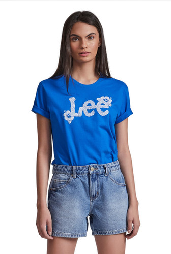 Camiseta Baby Look Lee Flor Azul | LEE BRASIL