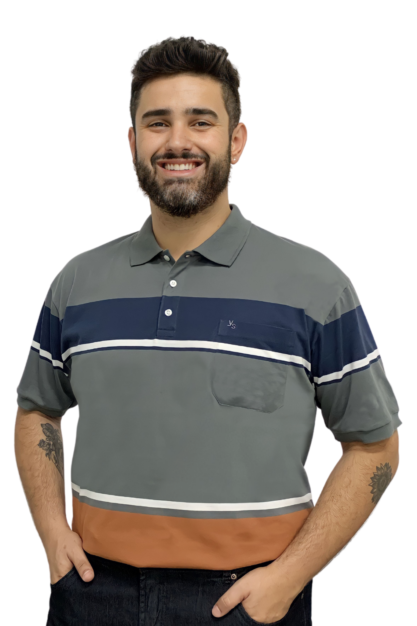 Camisa Polo Chumbo Mescla Plus Size