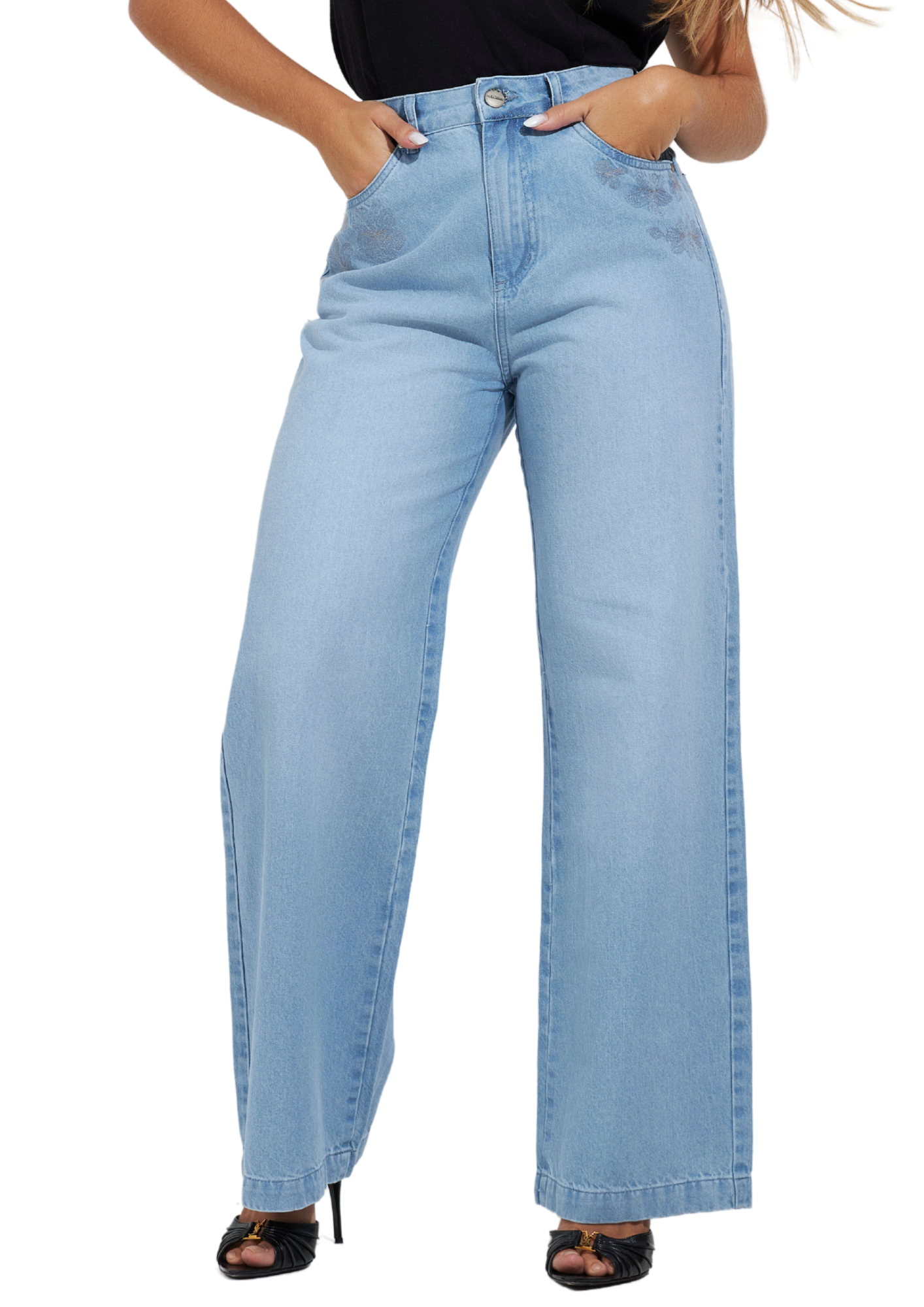 CALÇA FEMININA WIDE LEG PREMIER 100% ALGODÃO