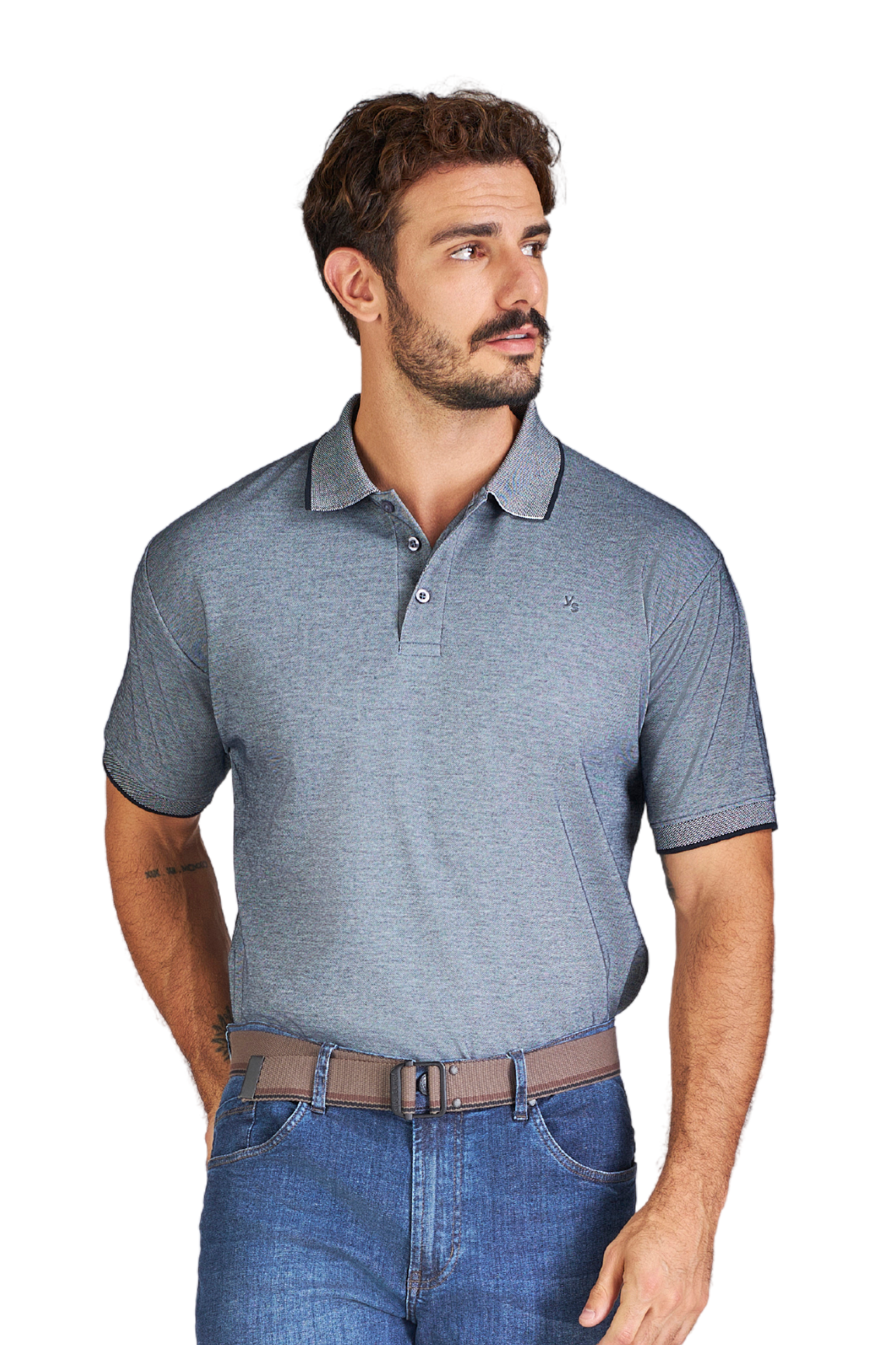 Camisa Polo Mescla Hi-Tech Azul