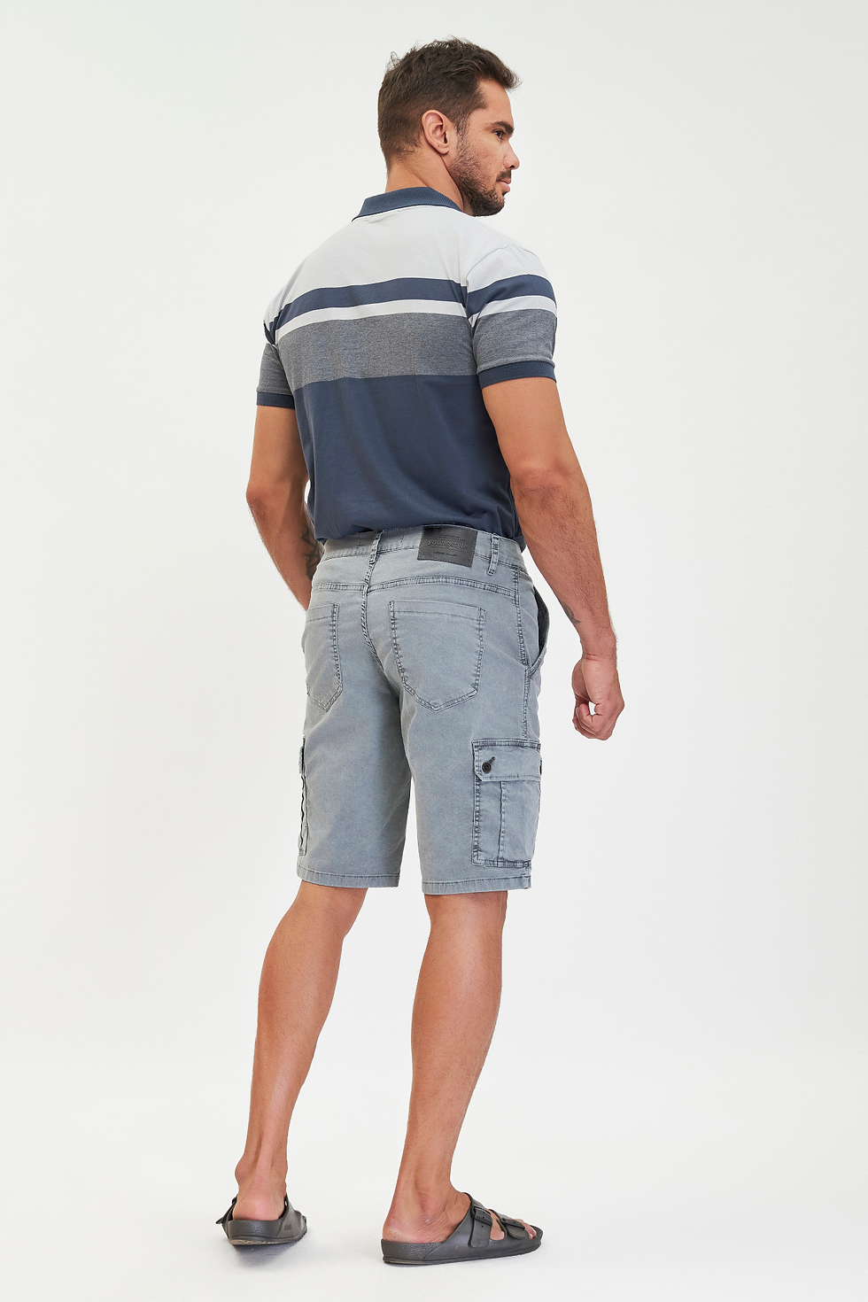 Miniatura: Bermuda Cargo Masculina Cinza Stonado