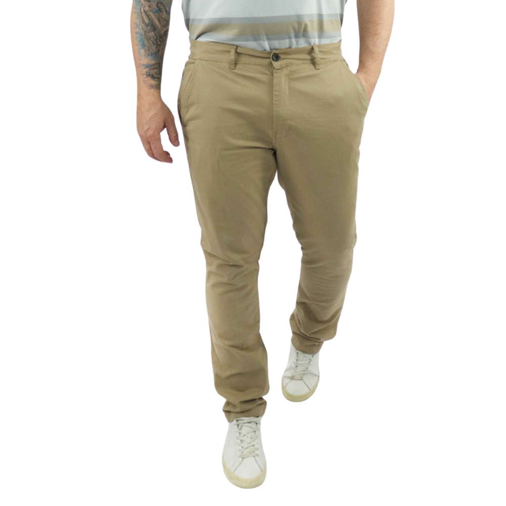 Calça Sarja Masculina Caqui Plus Size