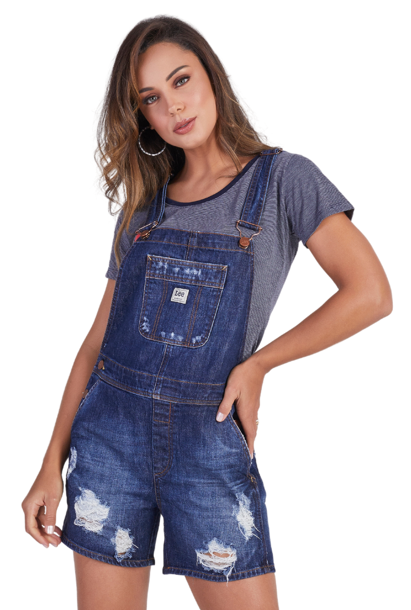 Macacão jeans bib short