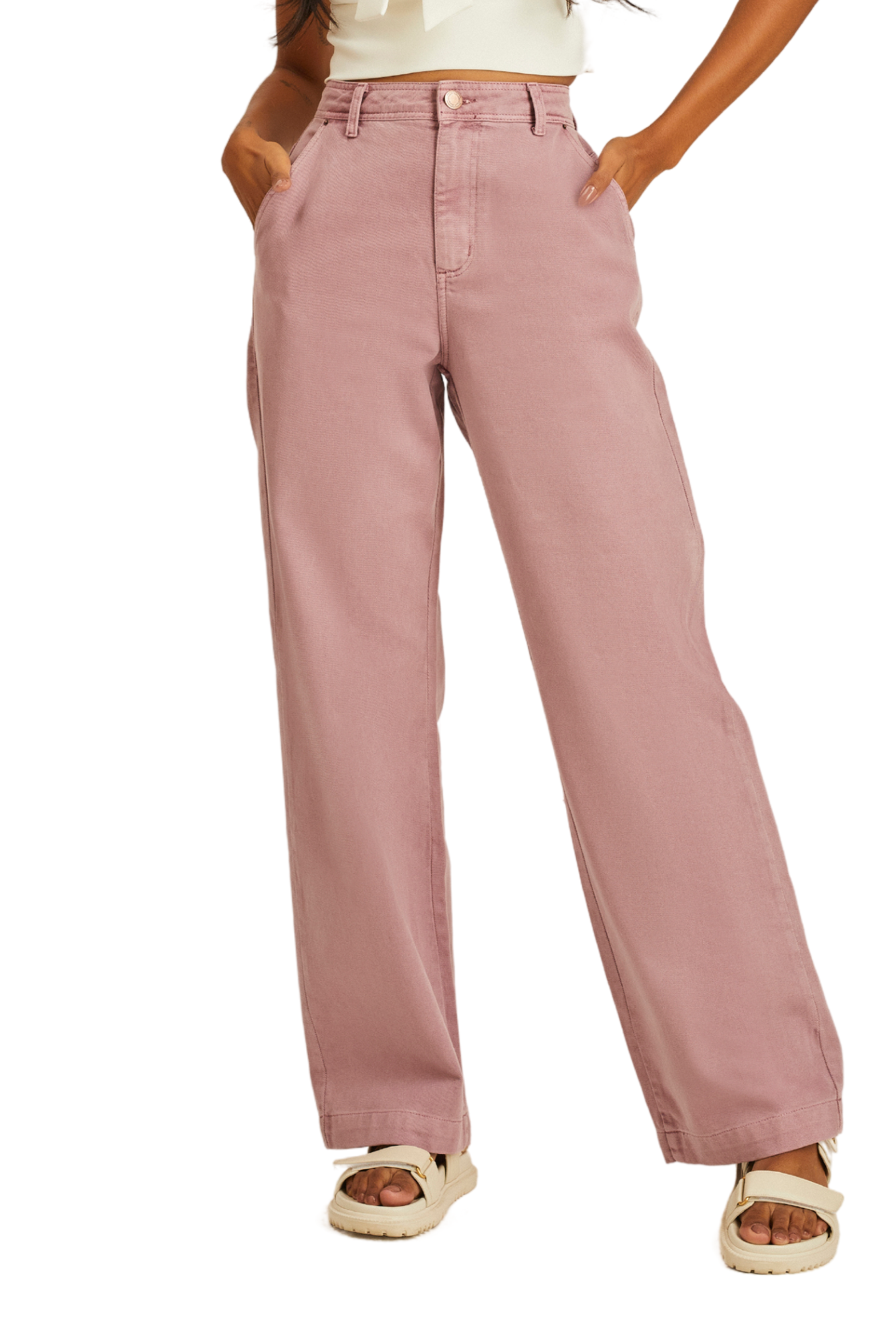 Calça Sarja Feminina Wide Leg Lavanda