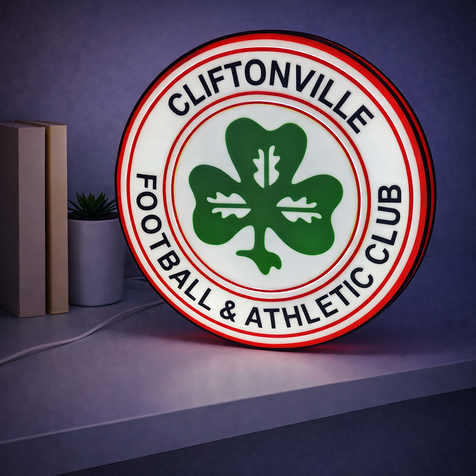 Cliftonville FC Ligthbox illuminated front view