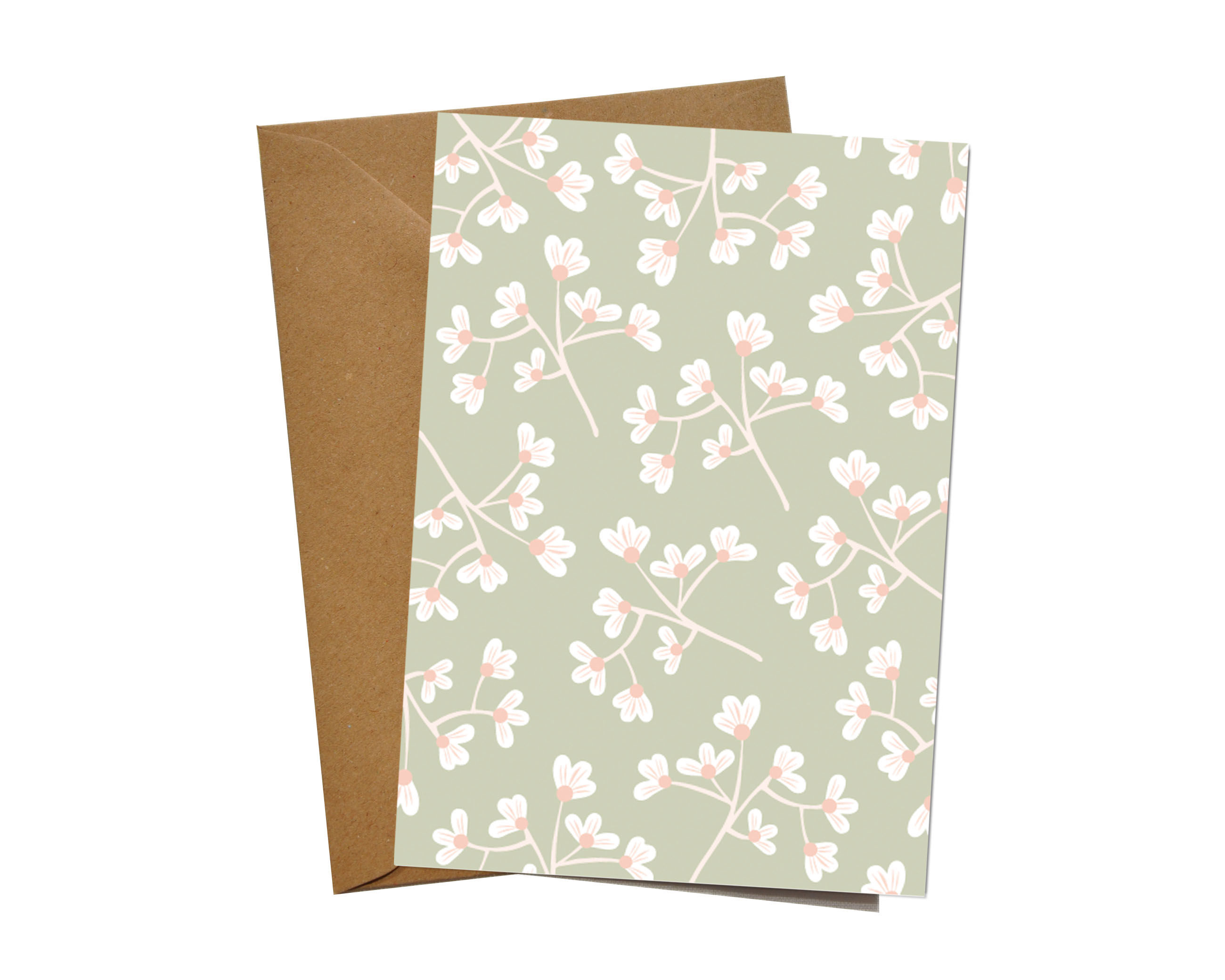 Klappkarte "Blüten grün blanko"