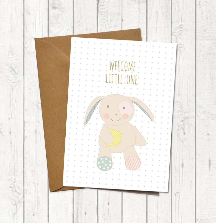Miniaturbild: Klappkarte "Welcome little one Hase"