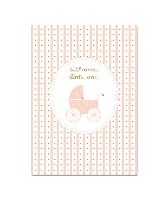 Miniaturbild: Klappkarte "Kinderwagen rosé"