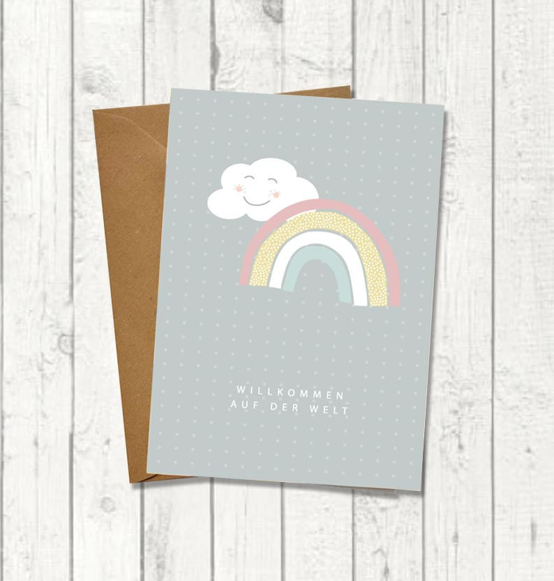 Miniaturbild: Klappkarte "Regenbogen Baby", 6 Stück