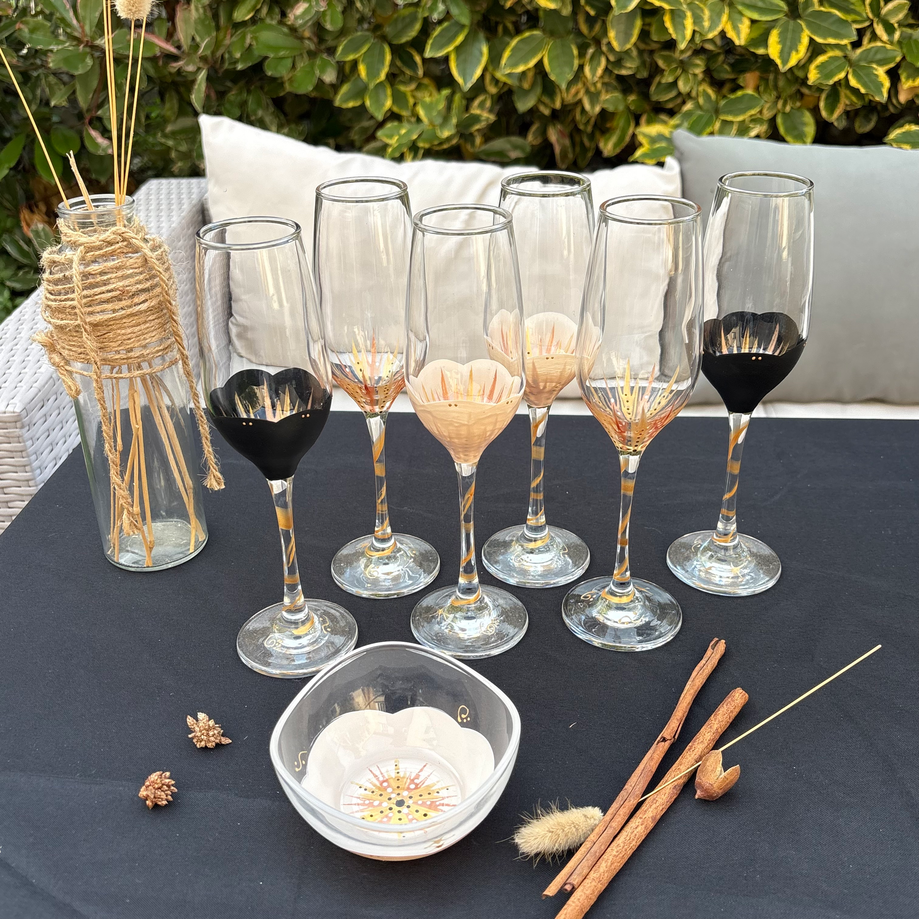 6 Flûtes à Champagne "Trio Doré"