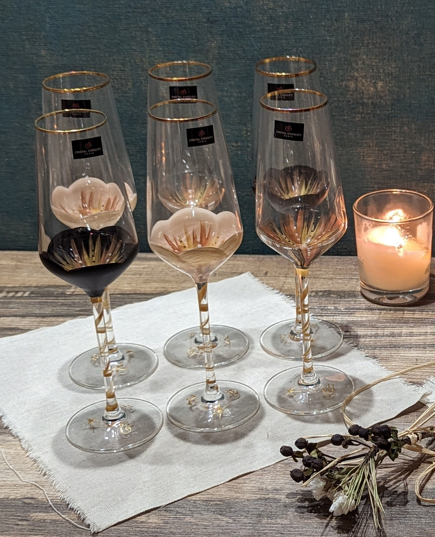 Flûtes Cristal D'Arc Liseret Or 23cl 