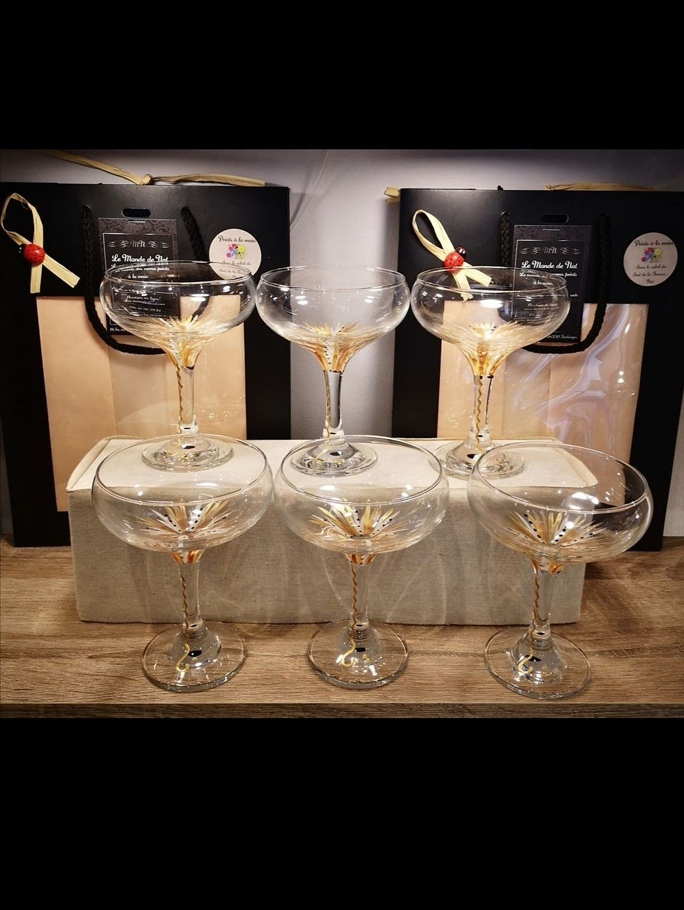Miniature : Bouquet 6 Verres apéritif "TRIO Doré" et variantes