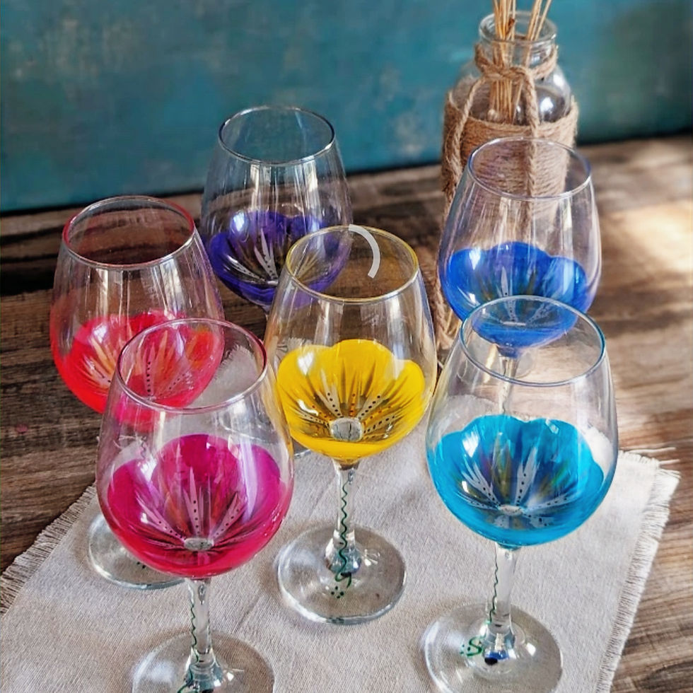Miniature : 💐Bouquet 6 Verres a vin Fleurs "Multicolores"