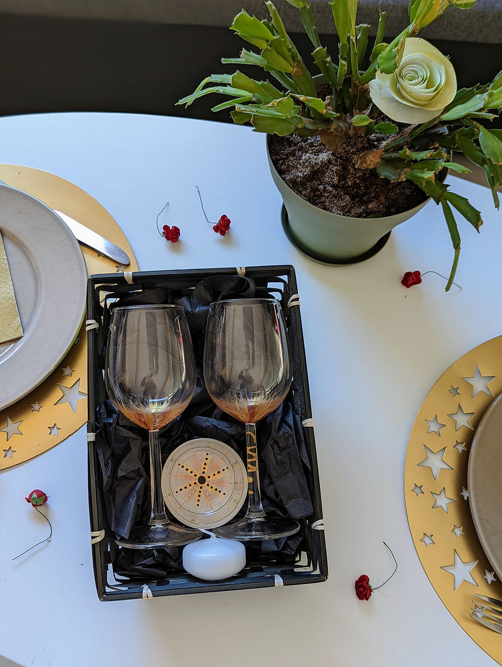 Miniature : ✨Coffret DUO Vin Fleurs Dorées Personnalisable