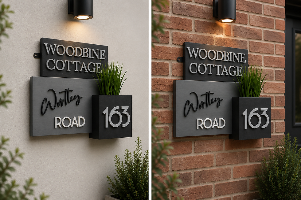 Thumbnail: OXFINDAL Premium Personalised House Sign with Planter | Modern Contemporary