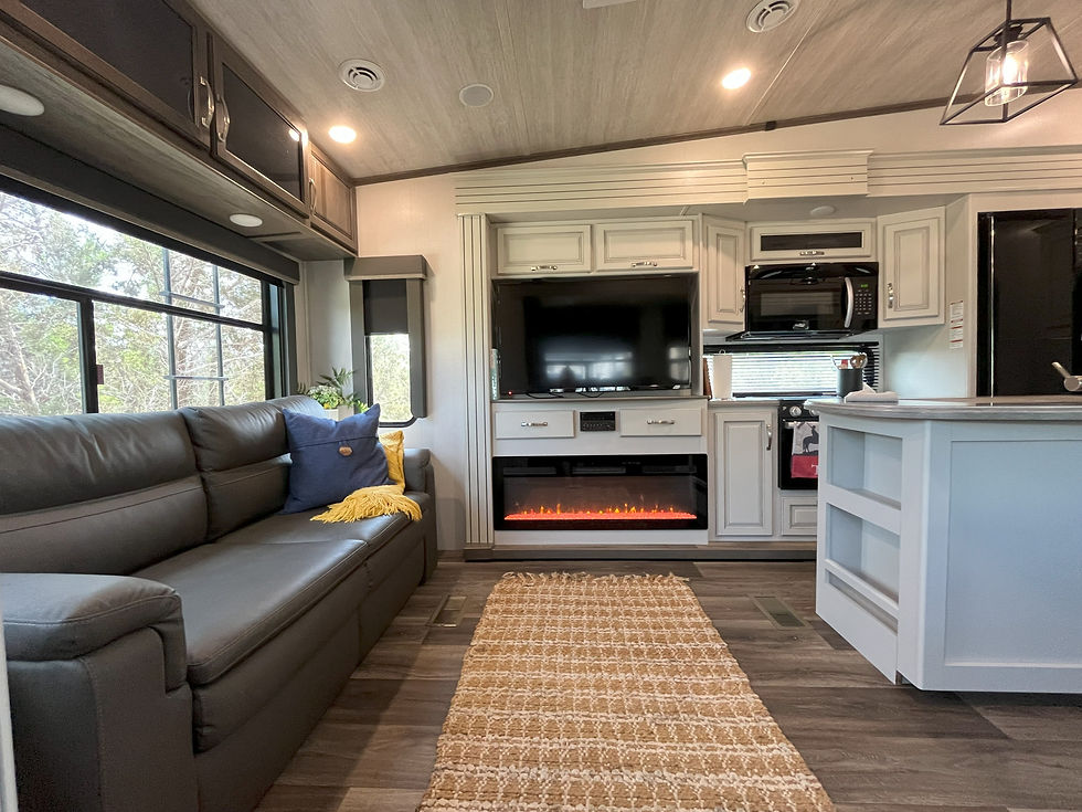 Firefly's beautiful fireplace and TV