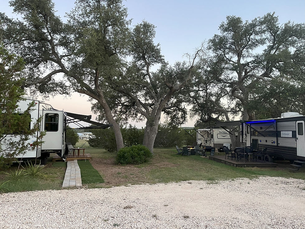 The Camper Court: Firefly (L), Ramblin' Rose (rear), Bluebonnet (R)