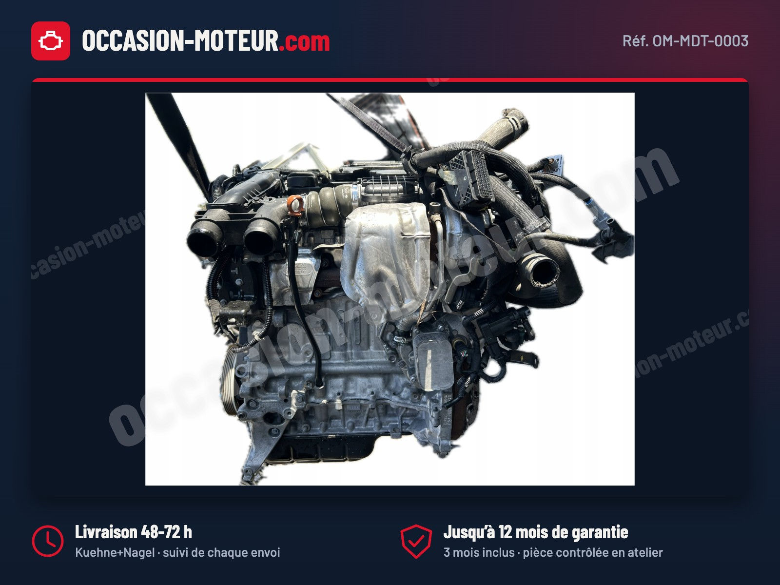 Moteur Peugeot Citroën 1.6 BlueHDi 120 BH02 Euro 6 68 000 km sans faisceau