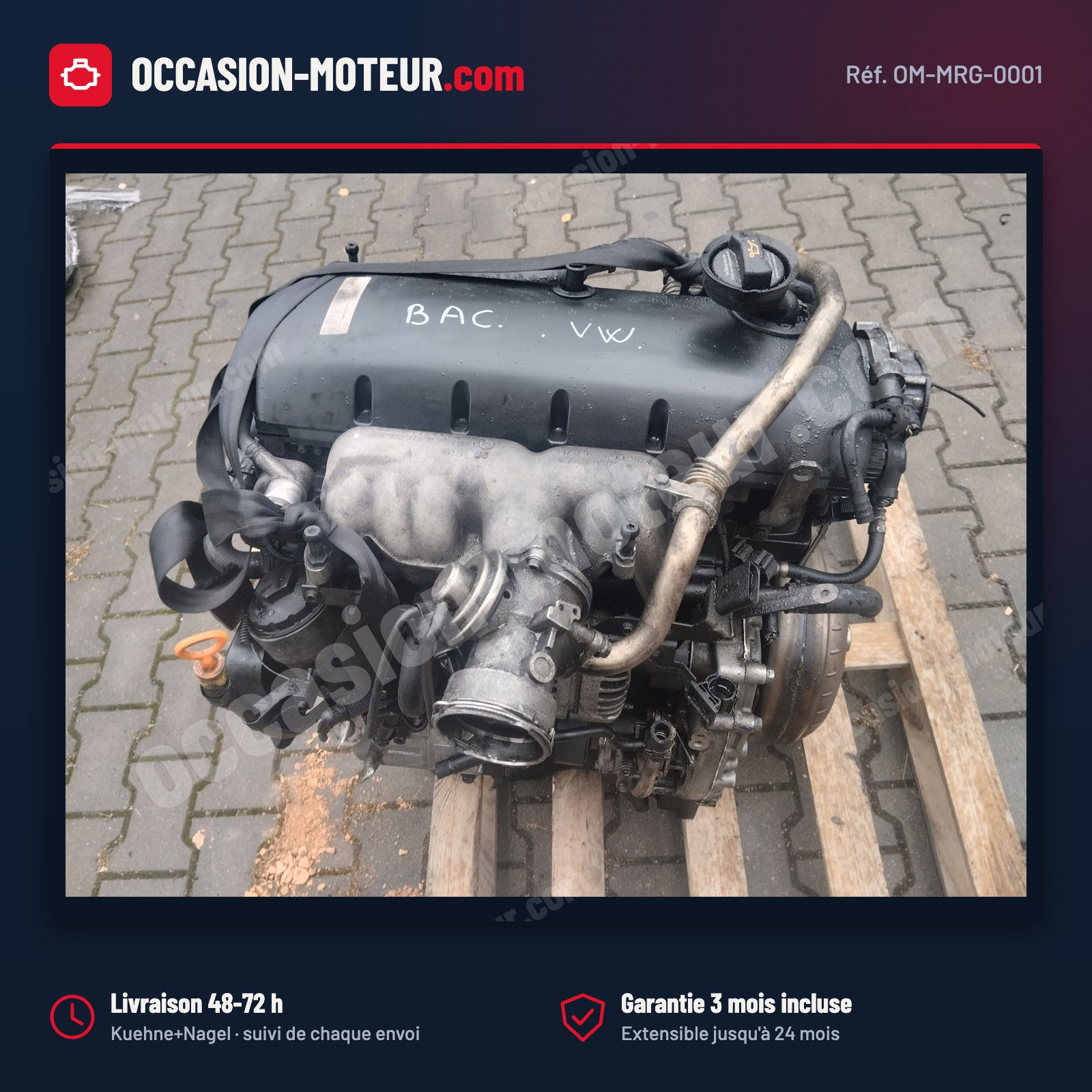 Moteur VW Touareg 7L 2.5 R5 TDI 174 ch BAC 160 000 km complet