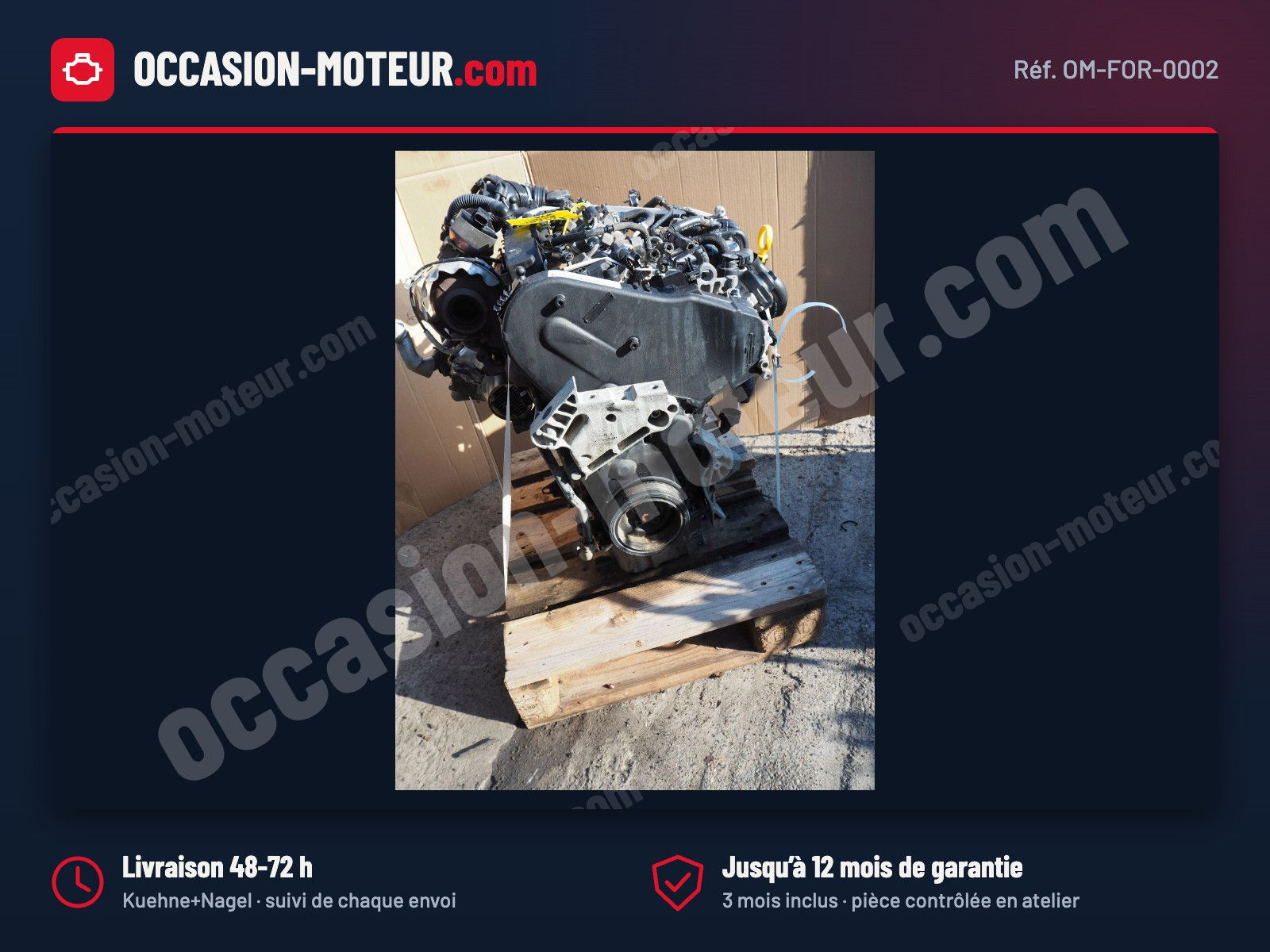 Moteur VW Caddy IV 2.0 TDI DFSB 2017 79 500 km sans alternateur