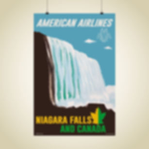 AA Niagara Falls 1947 Matte Aviation Poster 