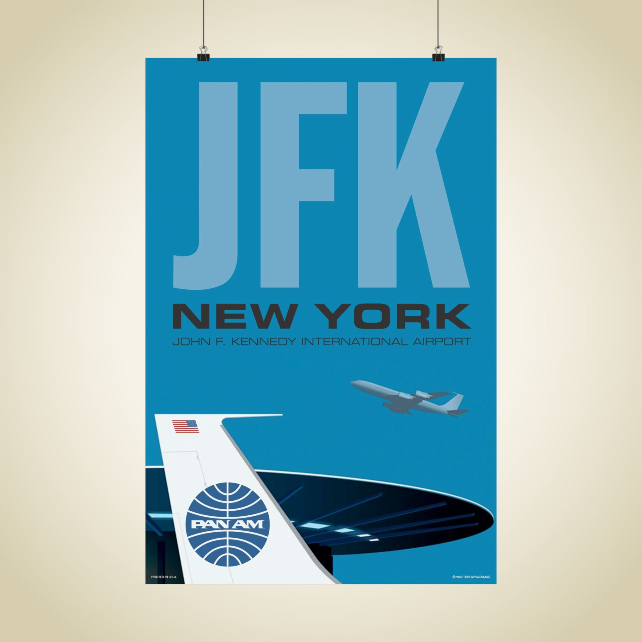 PAA JFK 1966 Matte Aviation Poster 