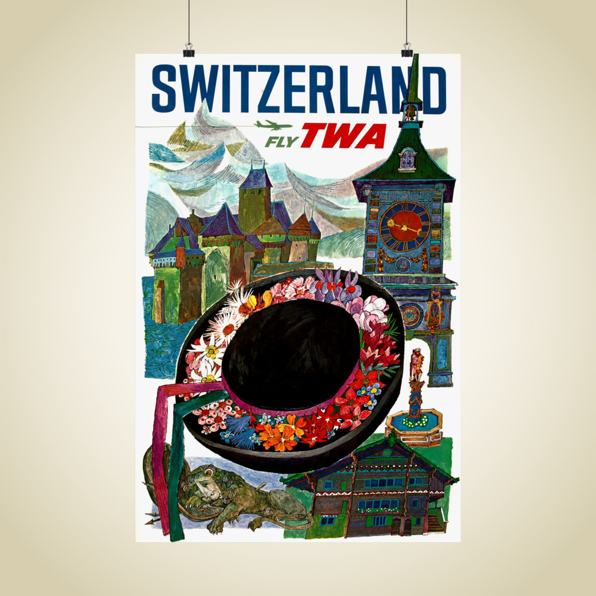 TWA Switzerland Matte Aviation Poster