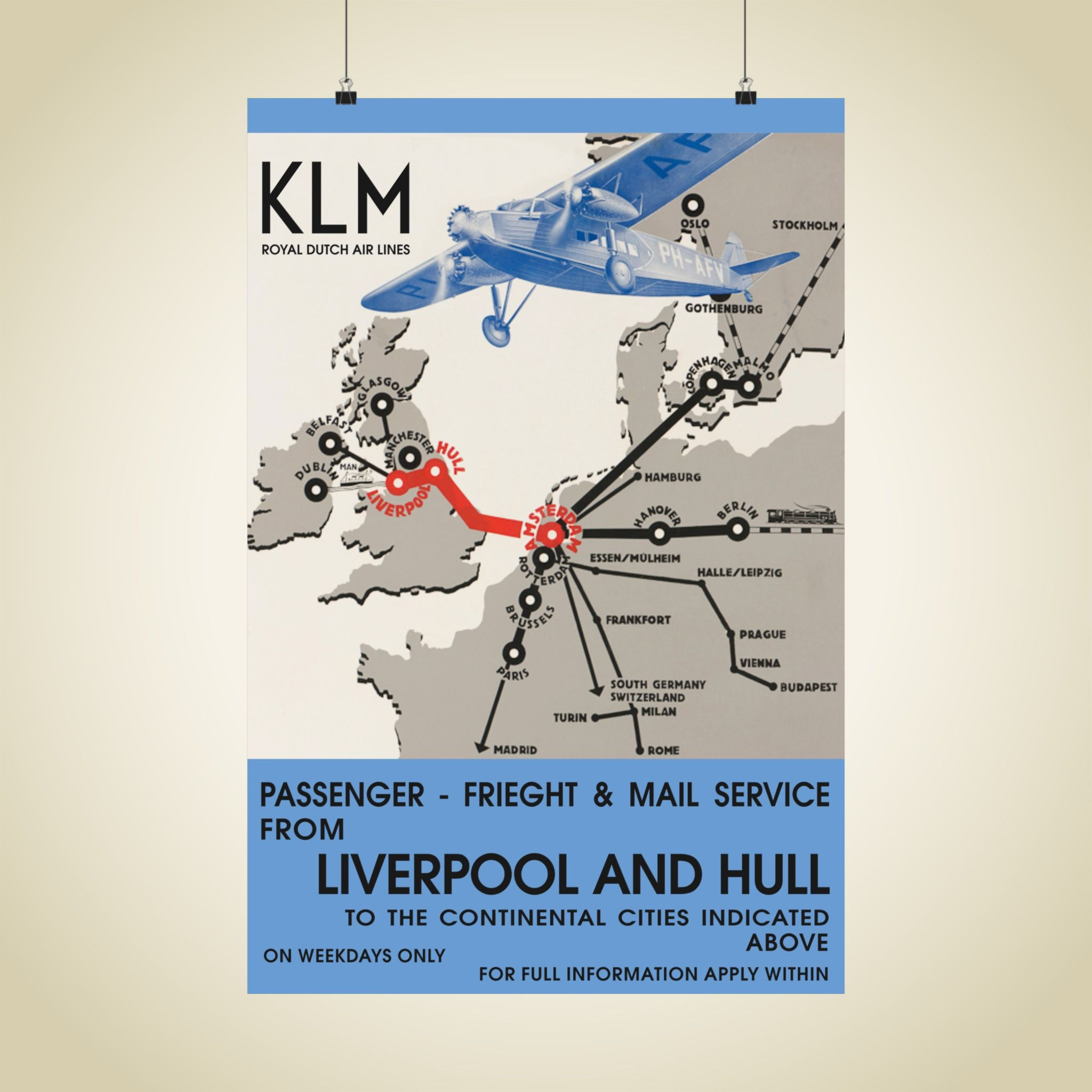 KLM Liverpool Matte Aviation Poster
