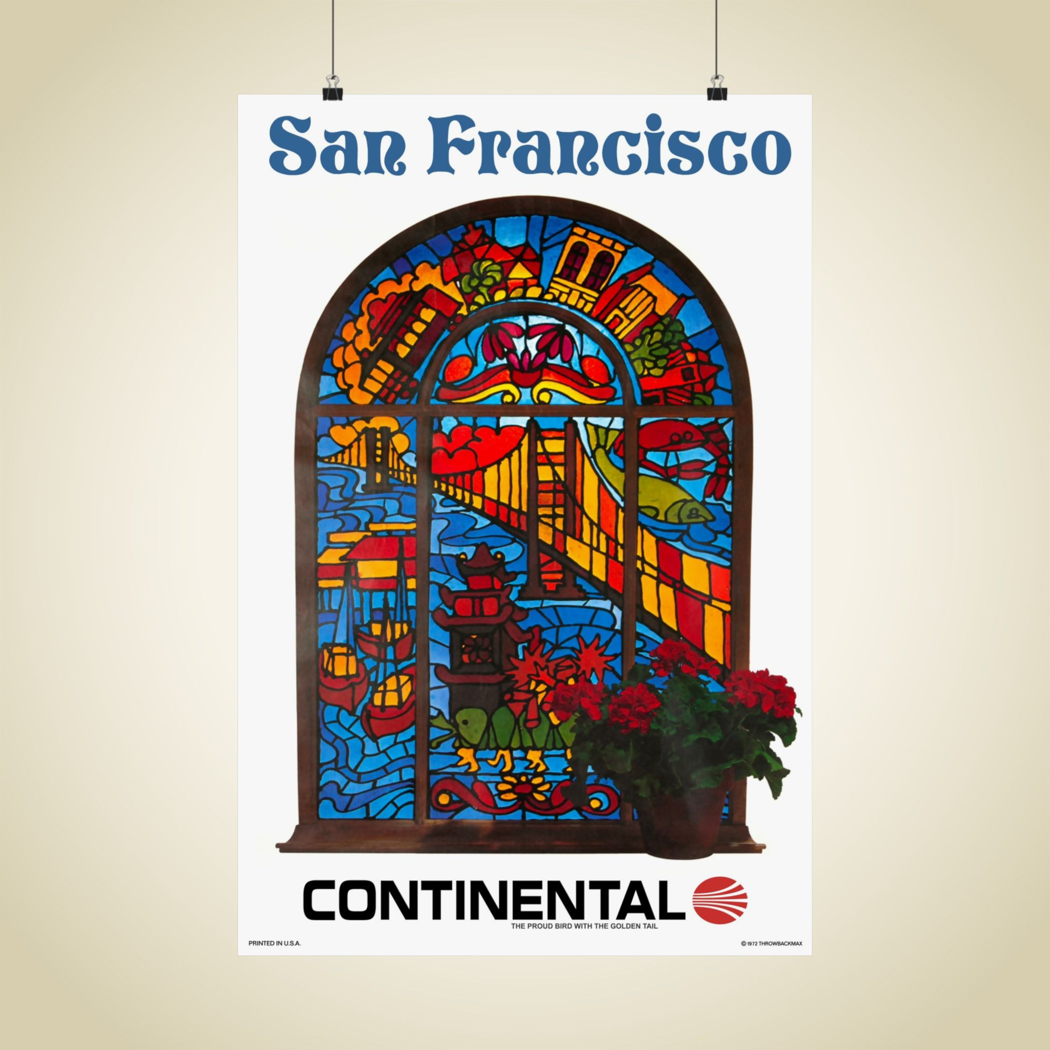 Continental San Fran 1972 Matte Aviation Poster