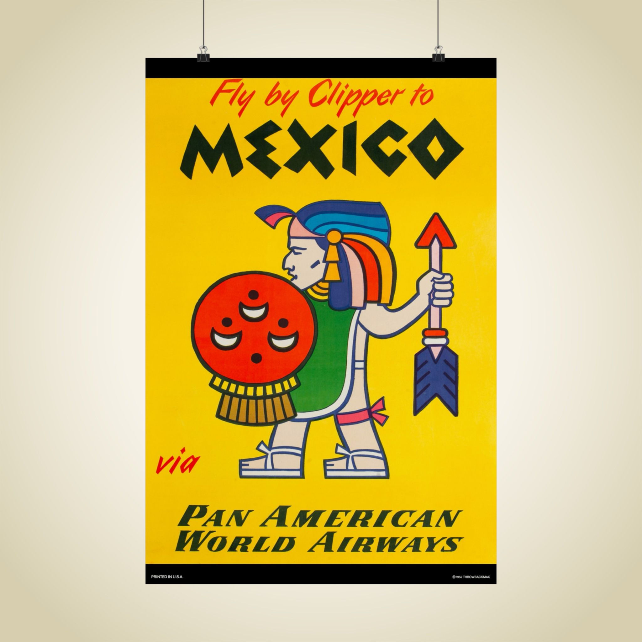 PAA Mexico 1957 Matte Aviation Poster 