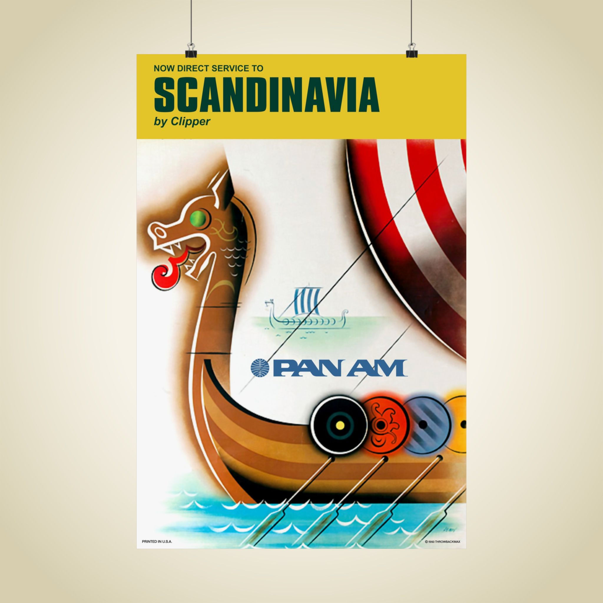 PAA Scandinavia 1960 Matte Aviation Poster 