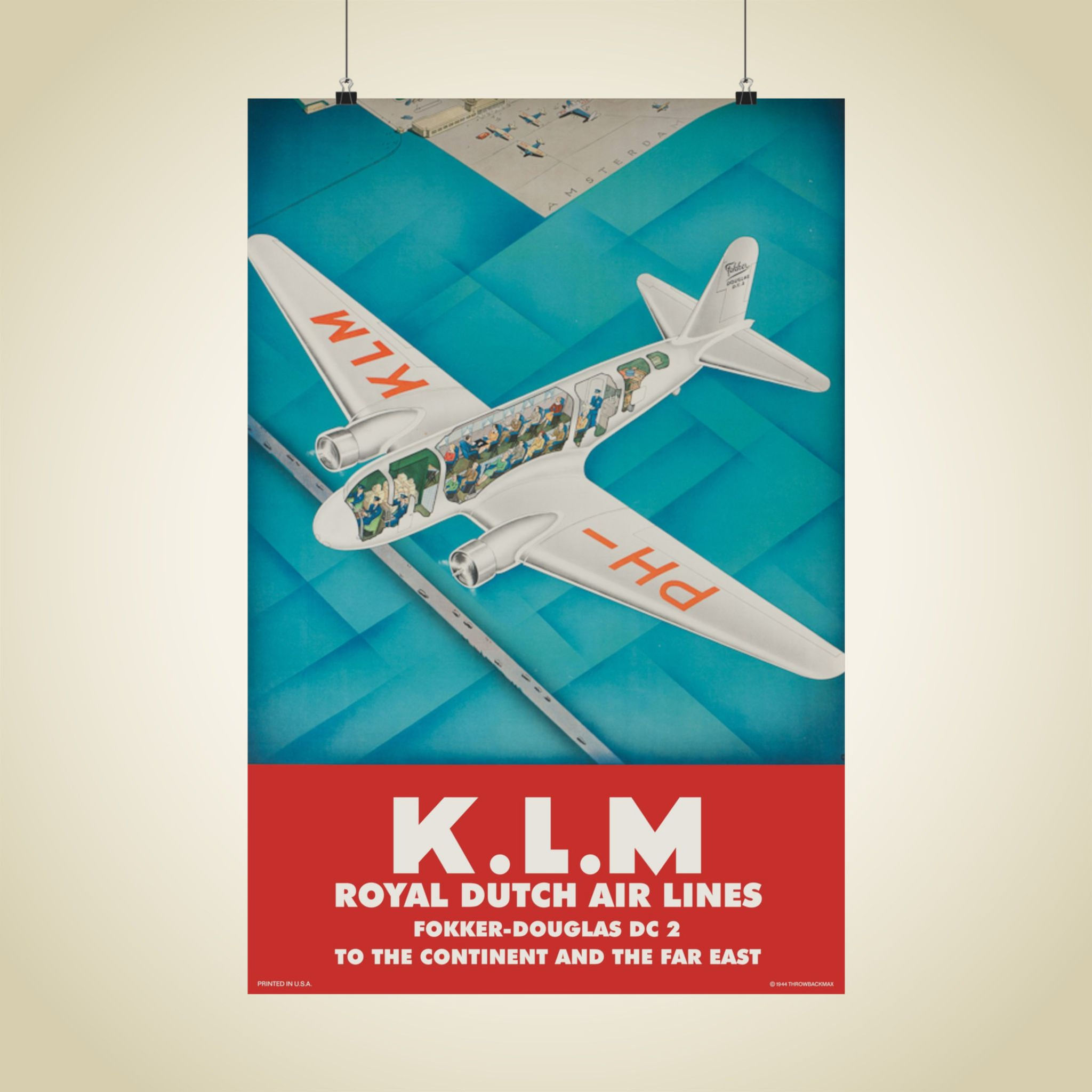 KLM DC2 1956 Matte Aviation Poster 
