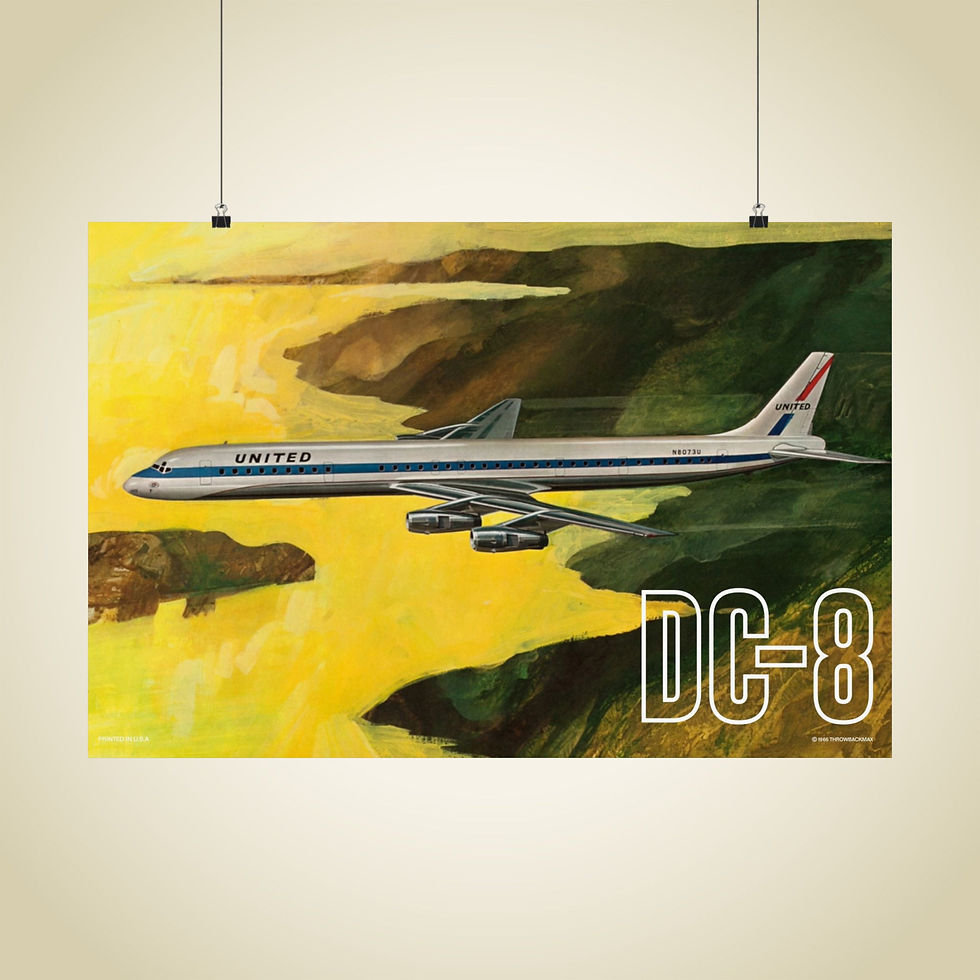 UA DC-8 Matte Aviation 1966 Poster