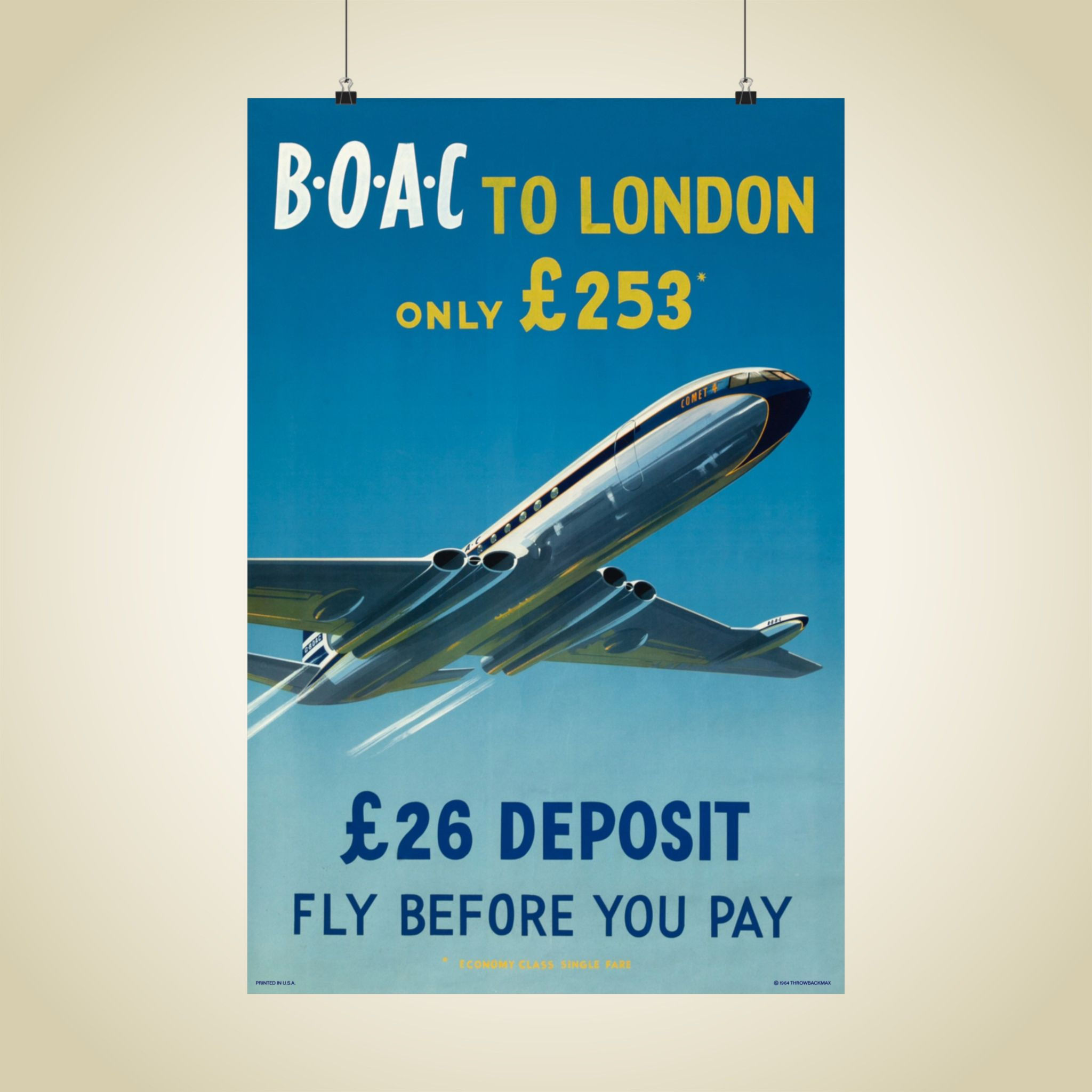 BOAC 1959 Matte Aviation Poster 