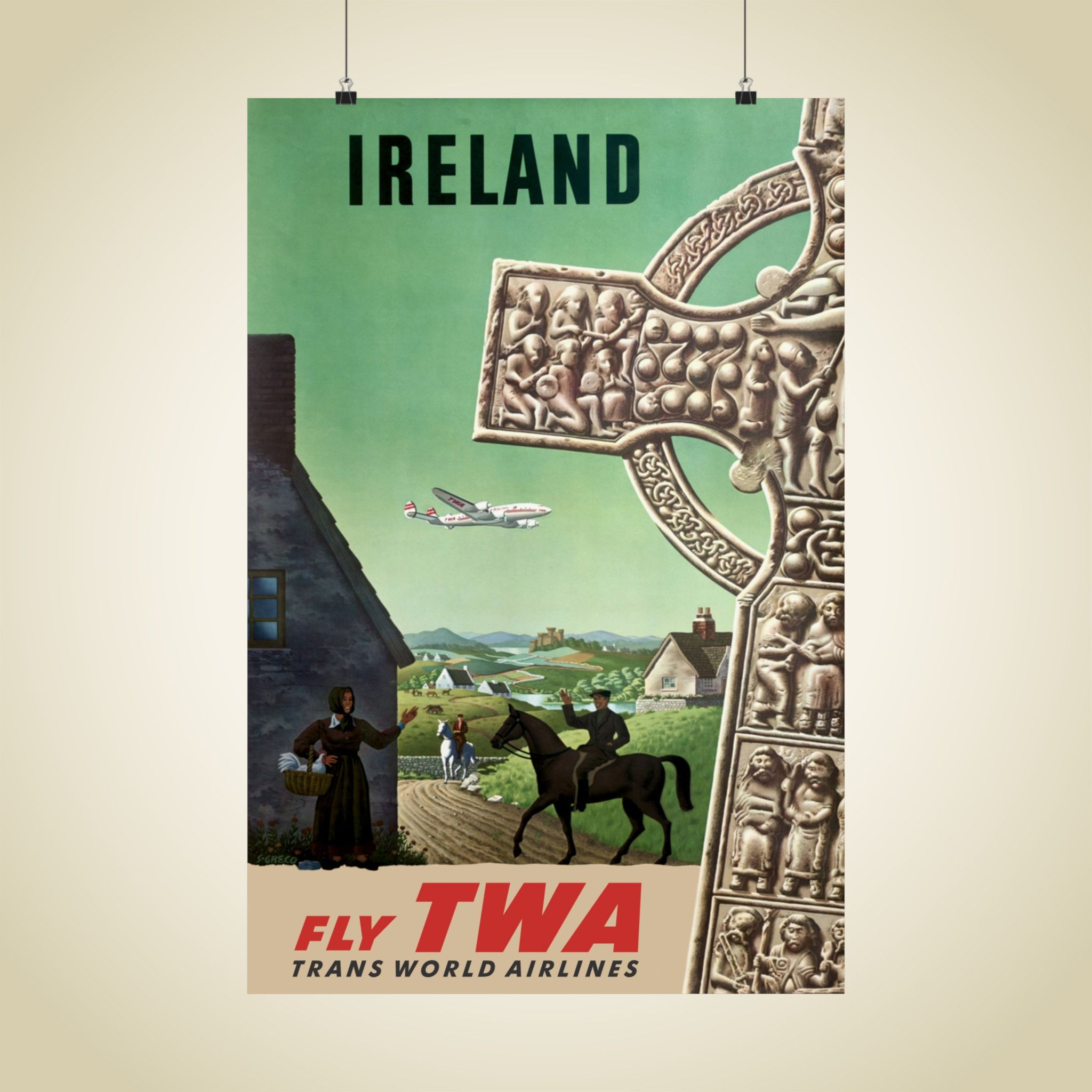 TWA Ireland Matte Aviation Poster 