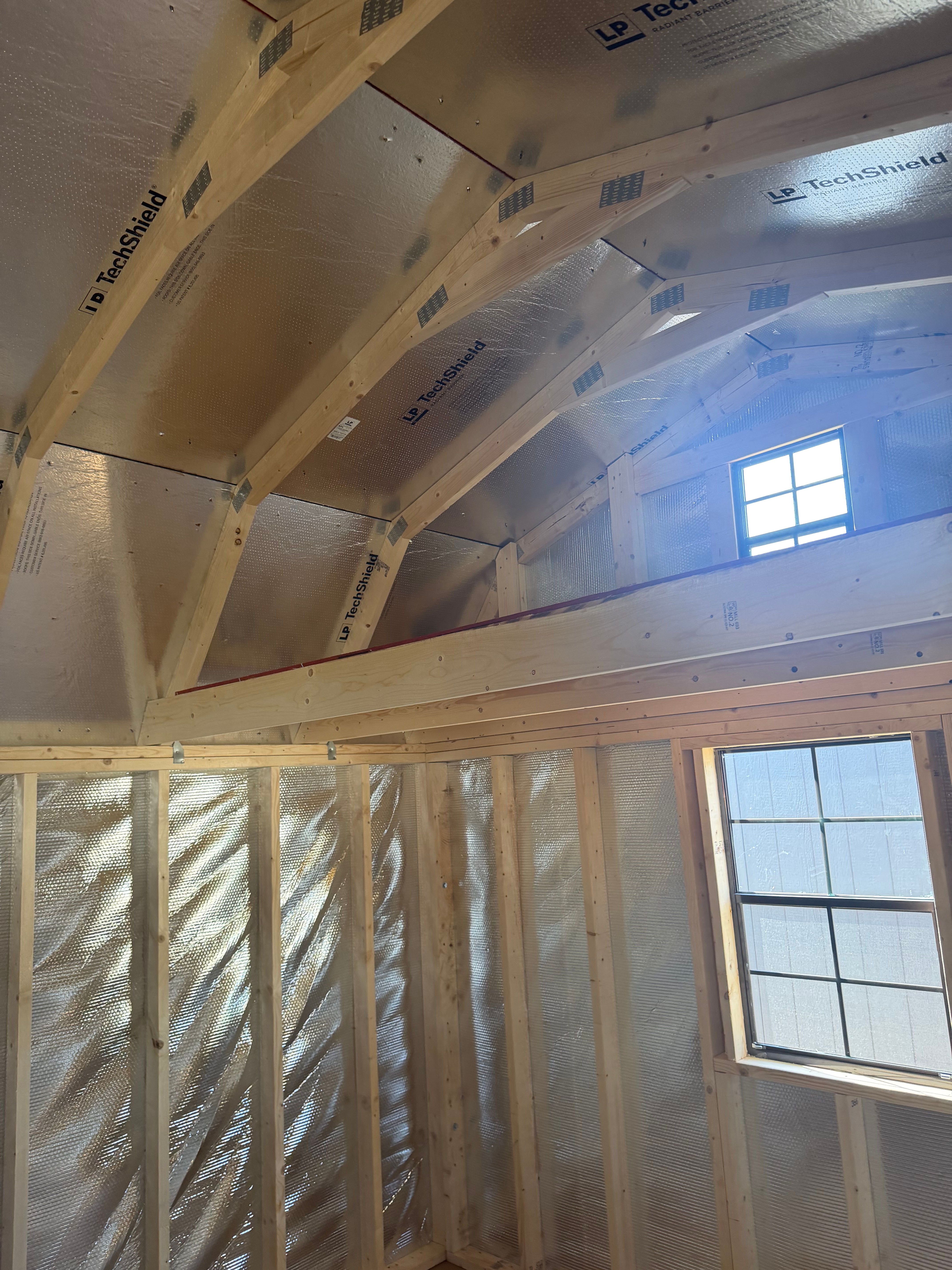 12'x32' Deluxe Lofted Cabin, Black Roof, Redwood Siding, Black Trim