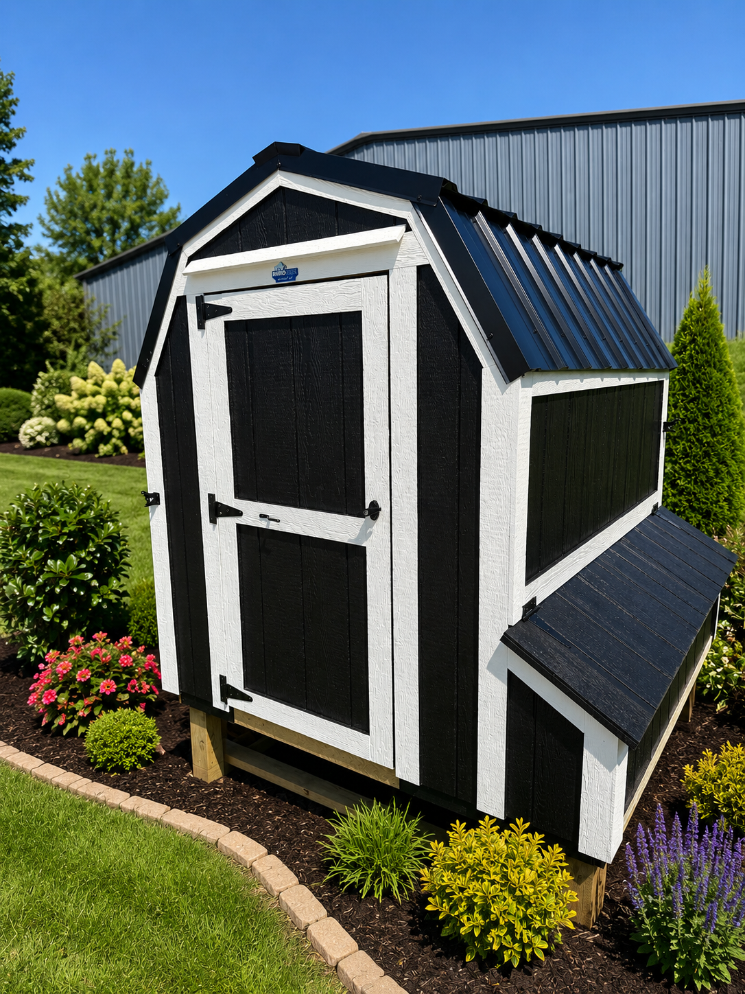 6'x6' Chicken Coop, Black Roof, Black Siding, White Trim