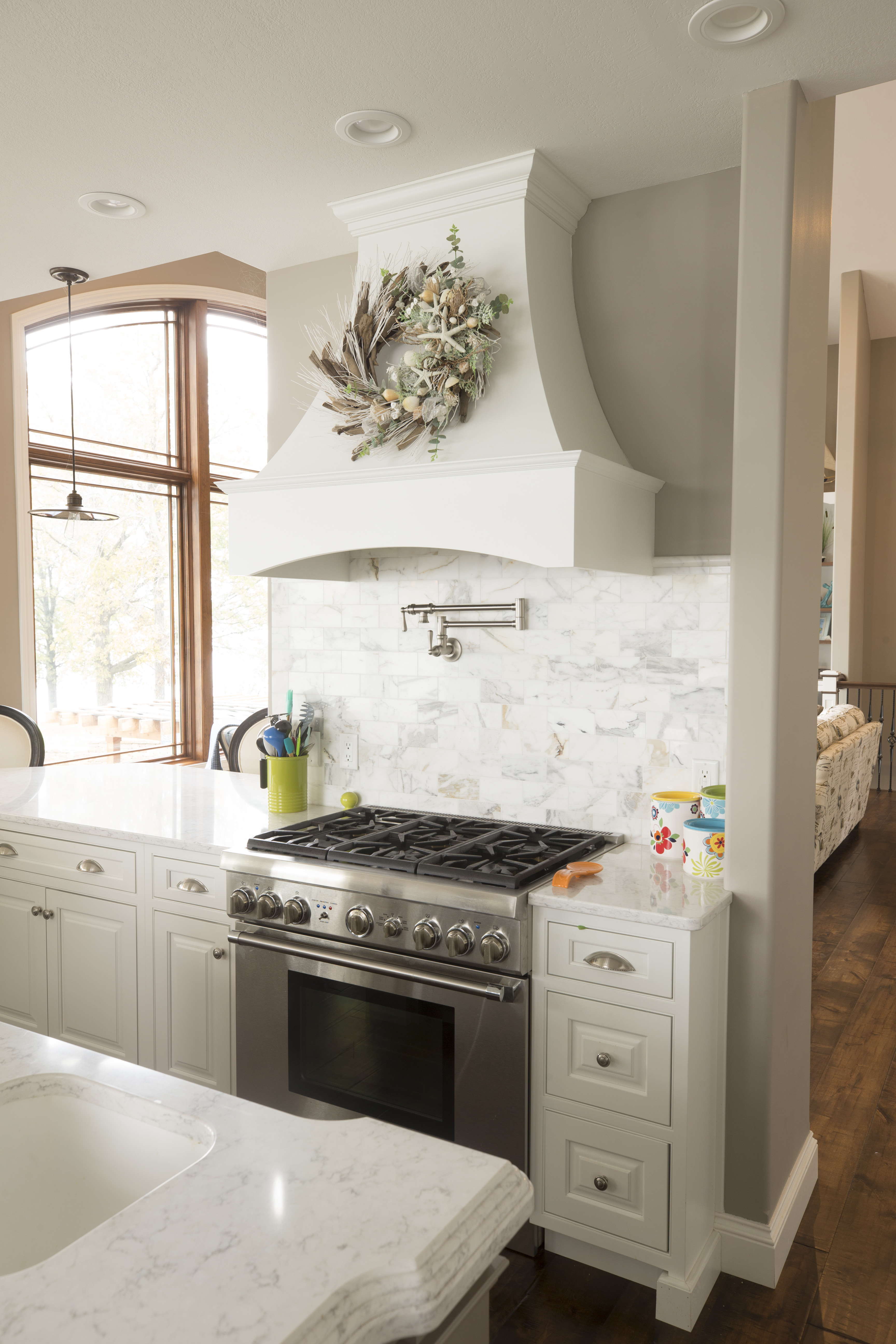 Chimney hood inset cabinet doors