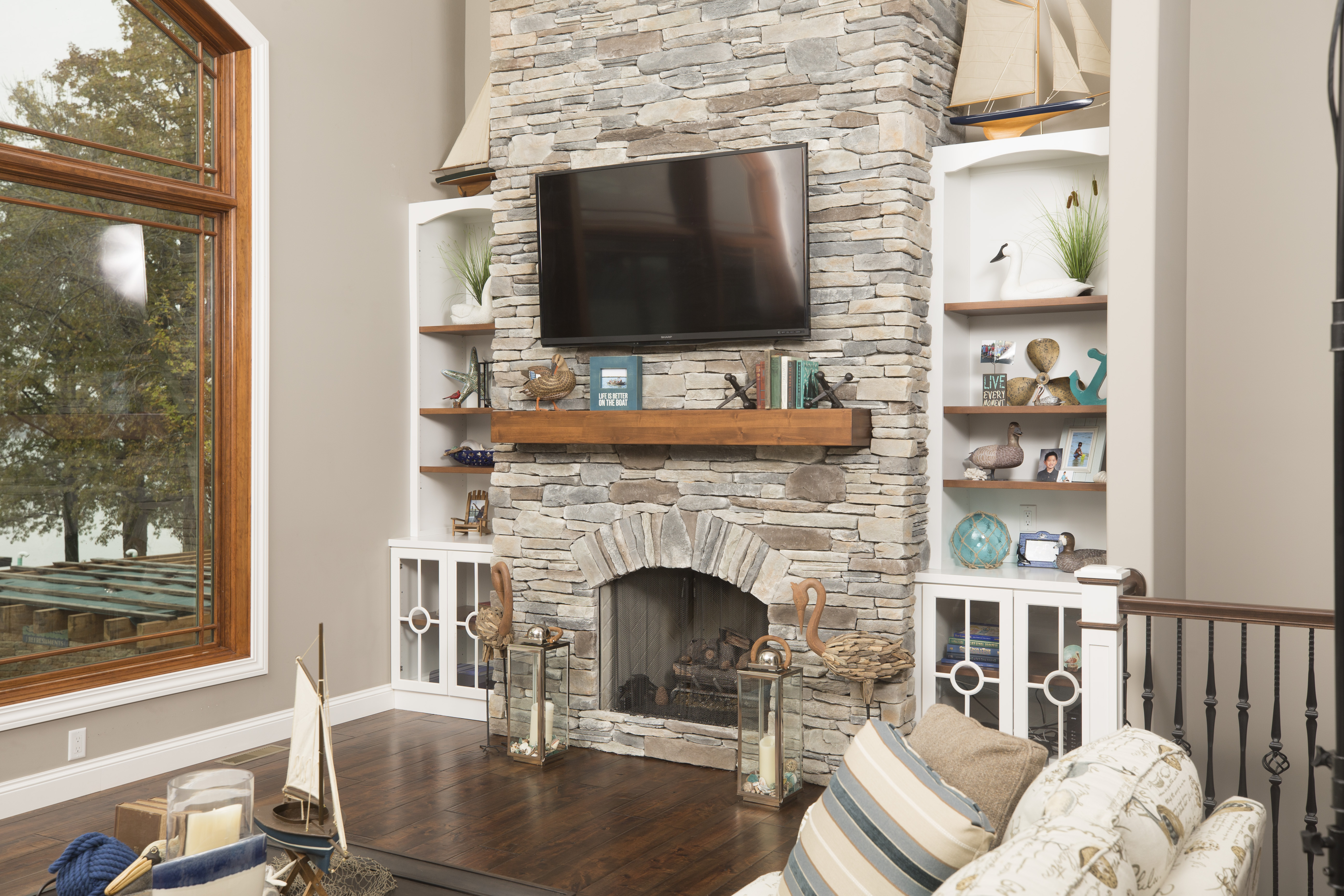 Built in around fireplace