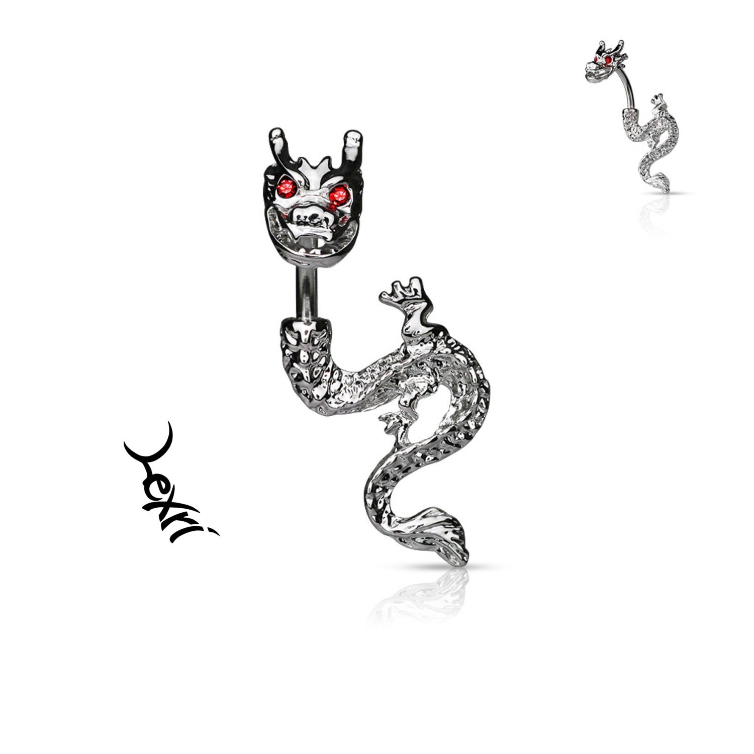 Red Head Dragon Belly Ring 