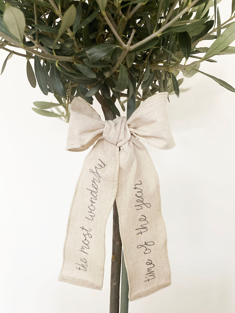 Thumbnail: Christmas Embroidered Wired Linen Bow