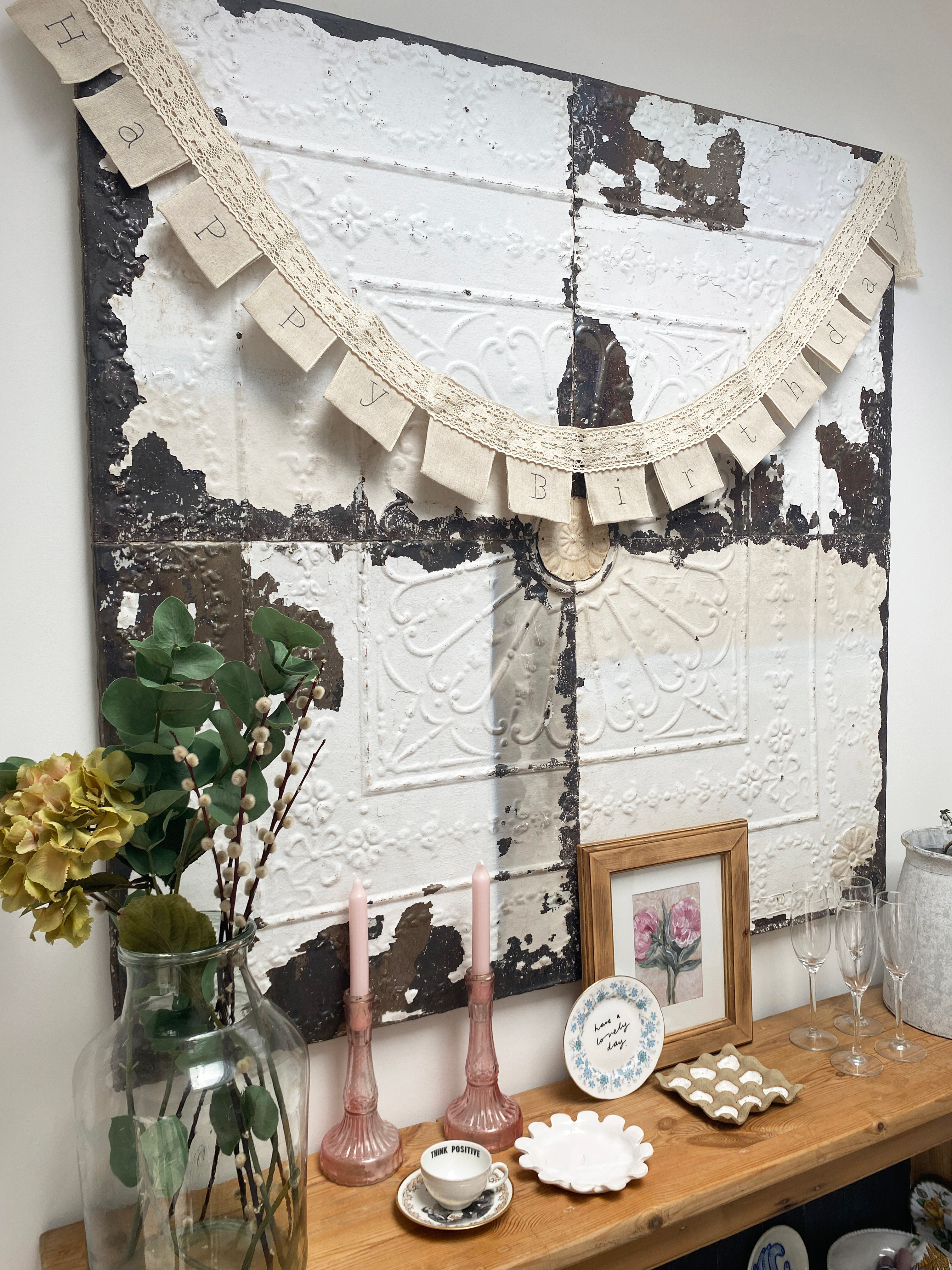 Happy Birthday Embroidered Lace Bunting