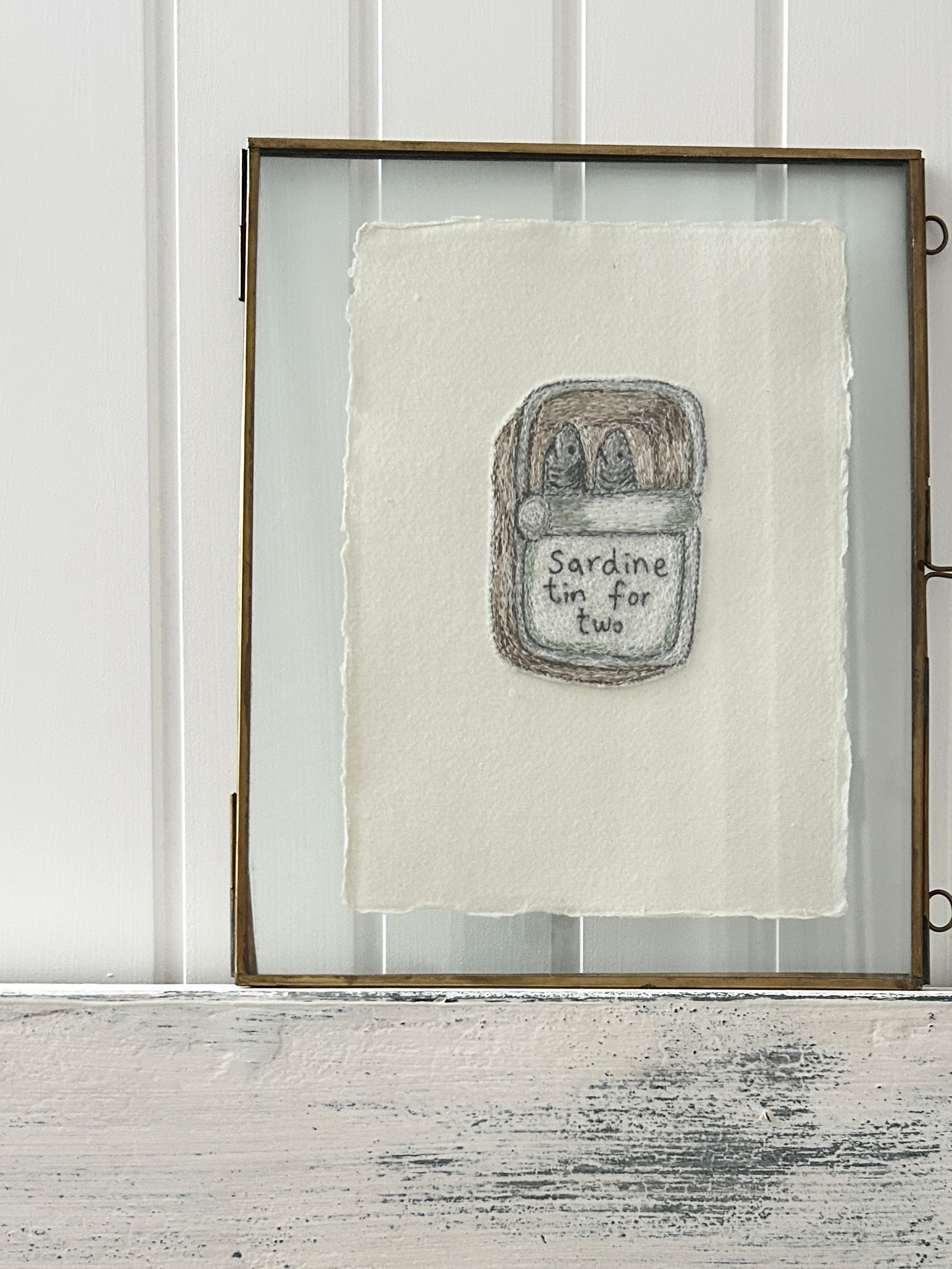 Sardine Tin For Two Embroidered Artwork