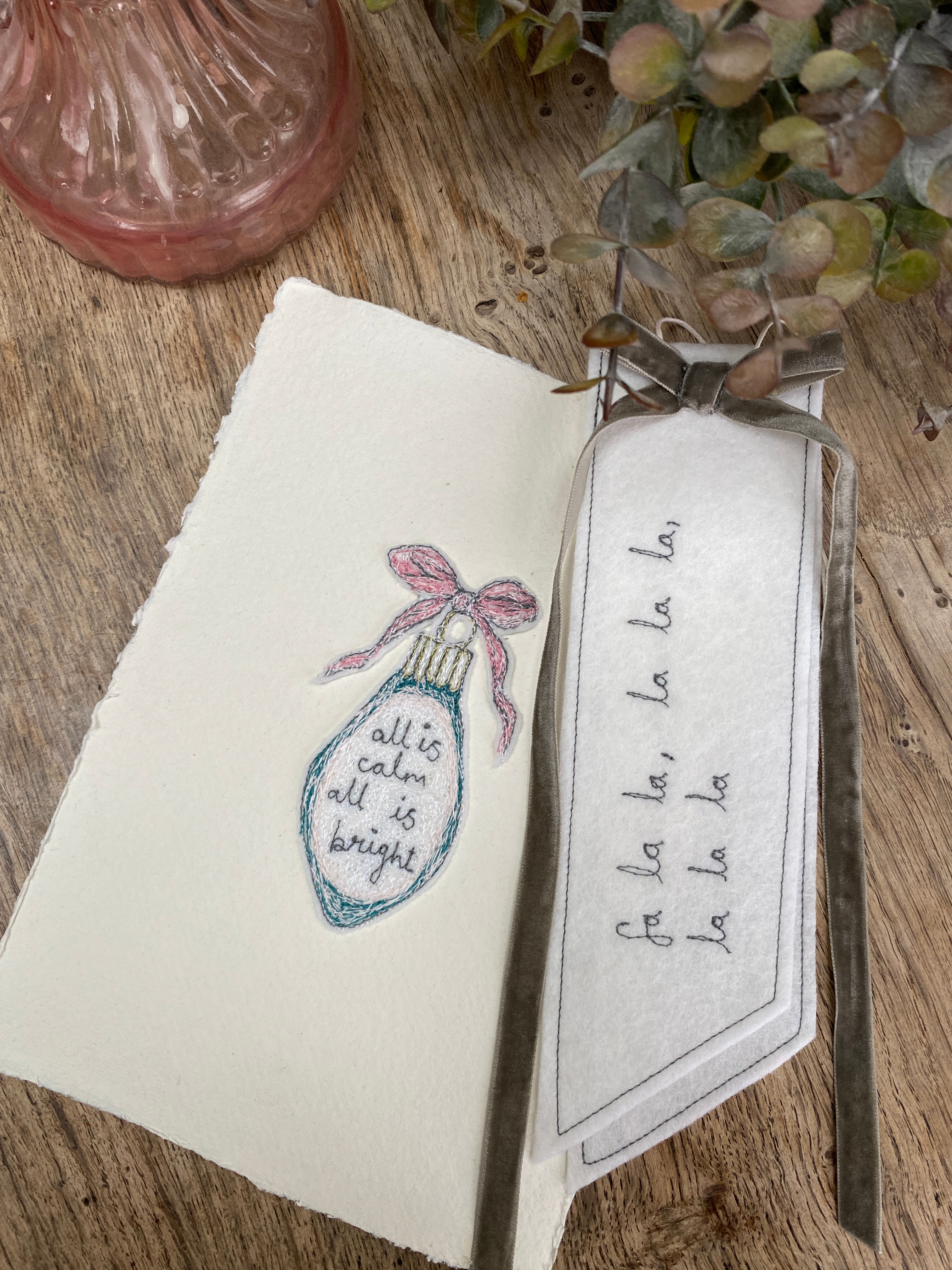 All is calm all is bright Embroidered bauble