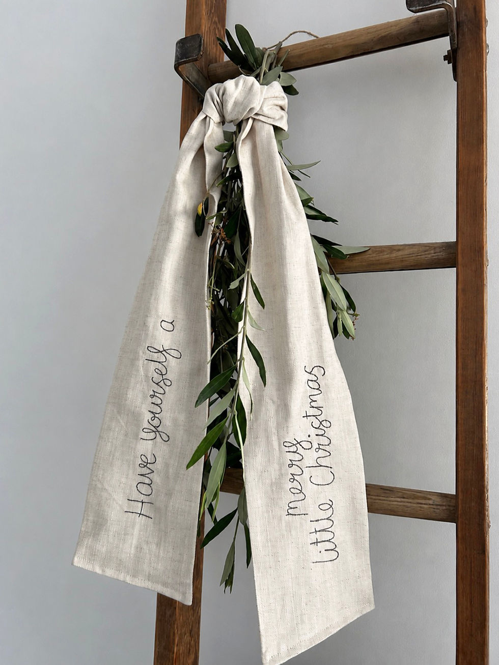 Thumbnail: Christmas Personalised Fabric Wreath Bow