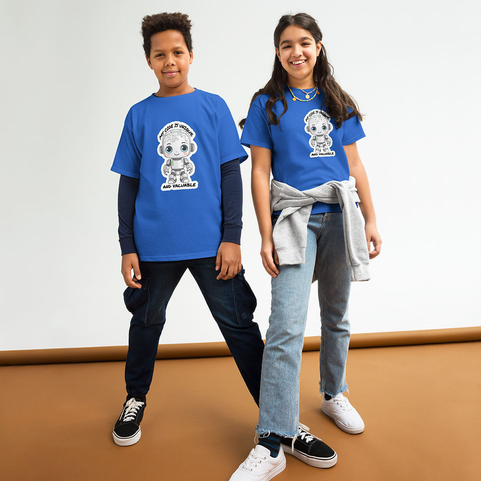 Thumbnail: Youth Classic Tee Unique Code Robot Affirmation T-shirt #6