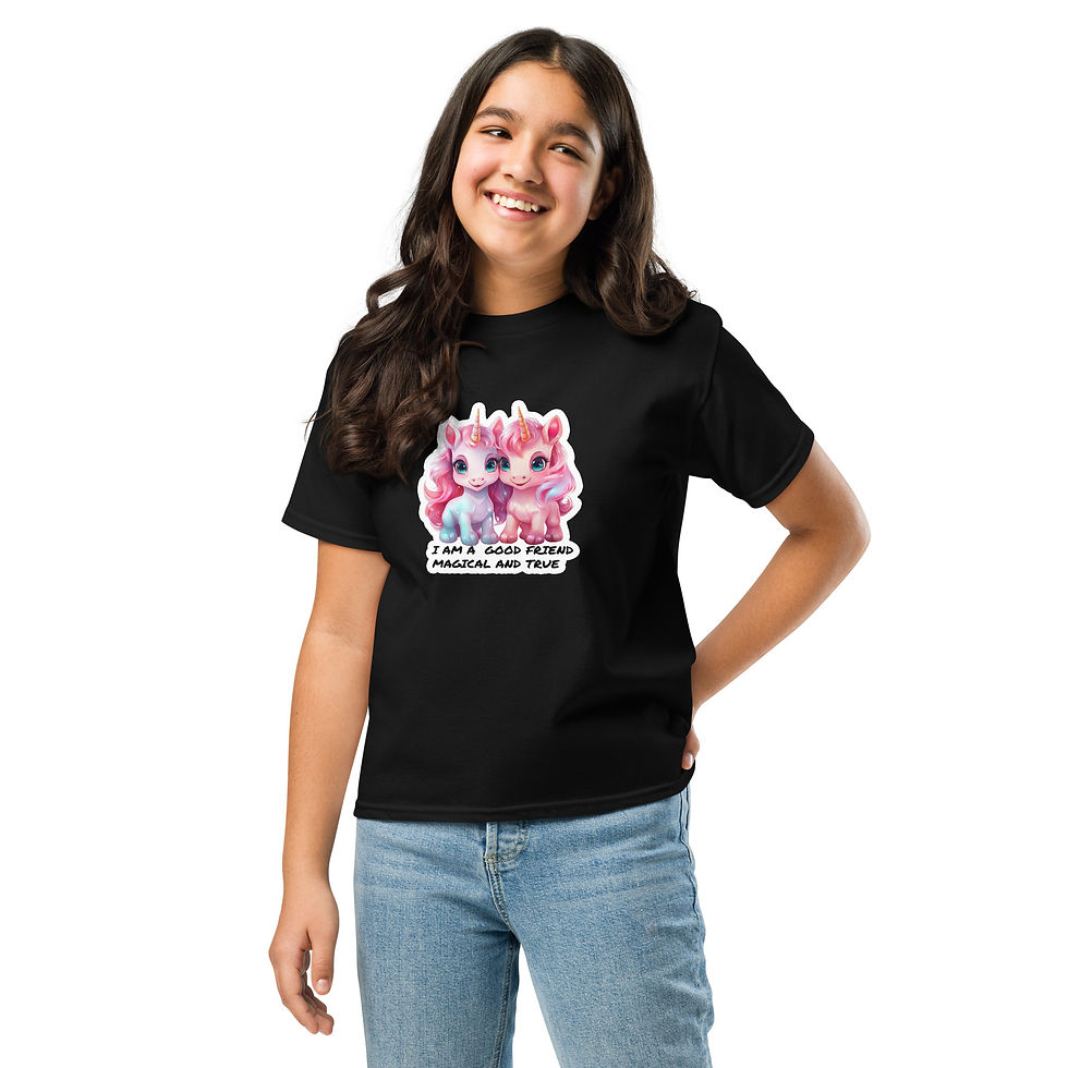 Thumbnail: Youth Classic Tee True Friend Unicorn Affirmation T-shirt #9