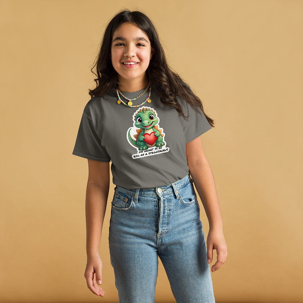 Thumbnail: Youth Classic Tee Stego Heart Stella Dino Affirmation T-shirt #3