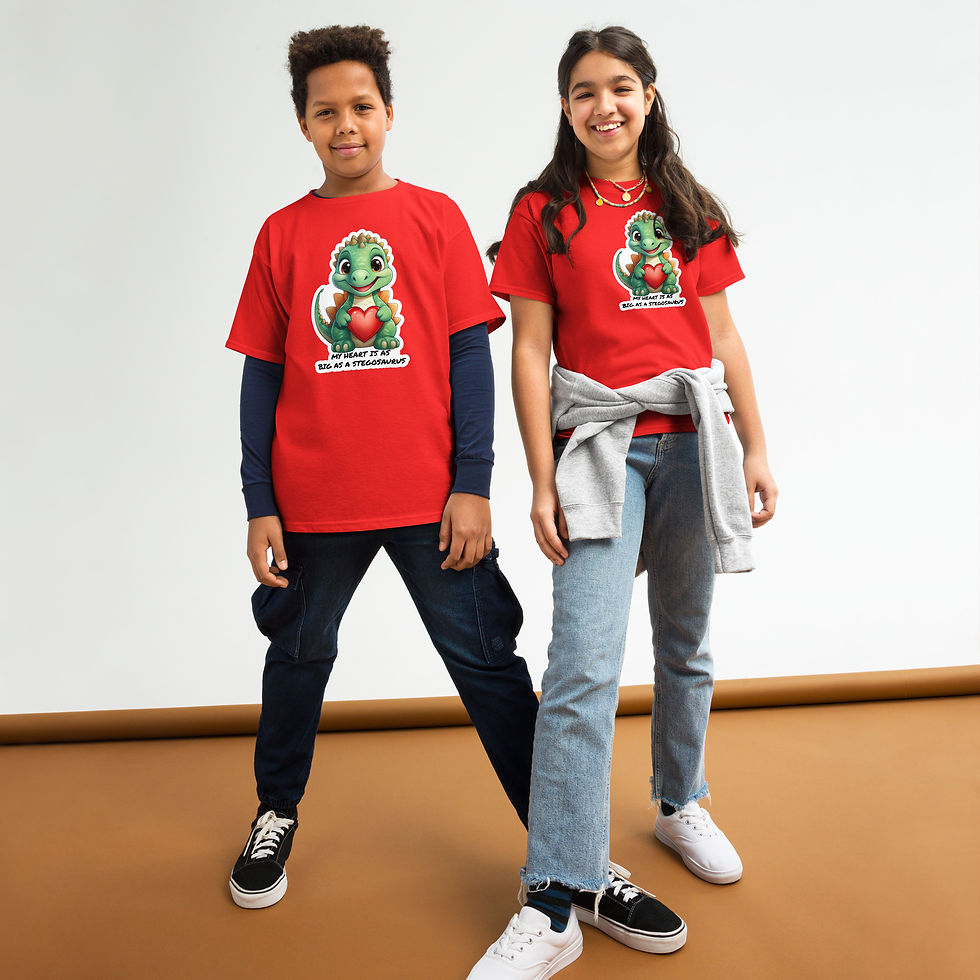Thumbnail: Youth Classic Tee Stego Heart Stella Dino Affirmation T-shirt #3