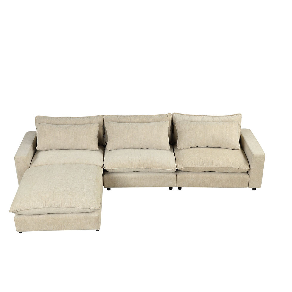 Thumbnail: 128" Sectional Cloud Sofa Chenille Upholstered With Movable Ottoman